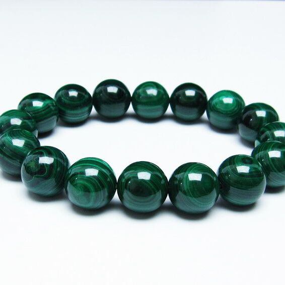 マラカイト ブレスレット 14mm 天眼 malachite 一点物 おまかせ便 111-29381