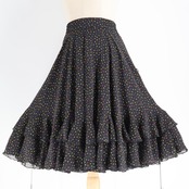 【美品 日本製 社交ダンス衣装】ブラック Chacott チャコット スカート 黒 水玉 ドット フリル レース 軽い ミニ丈 カラフル