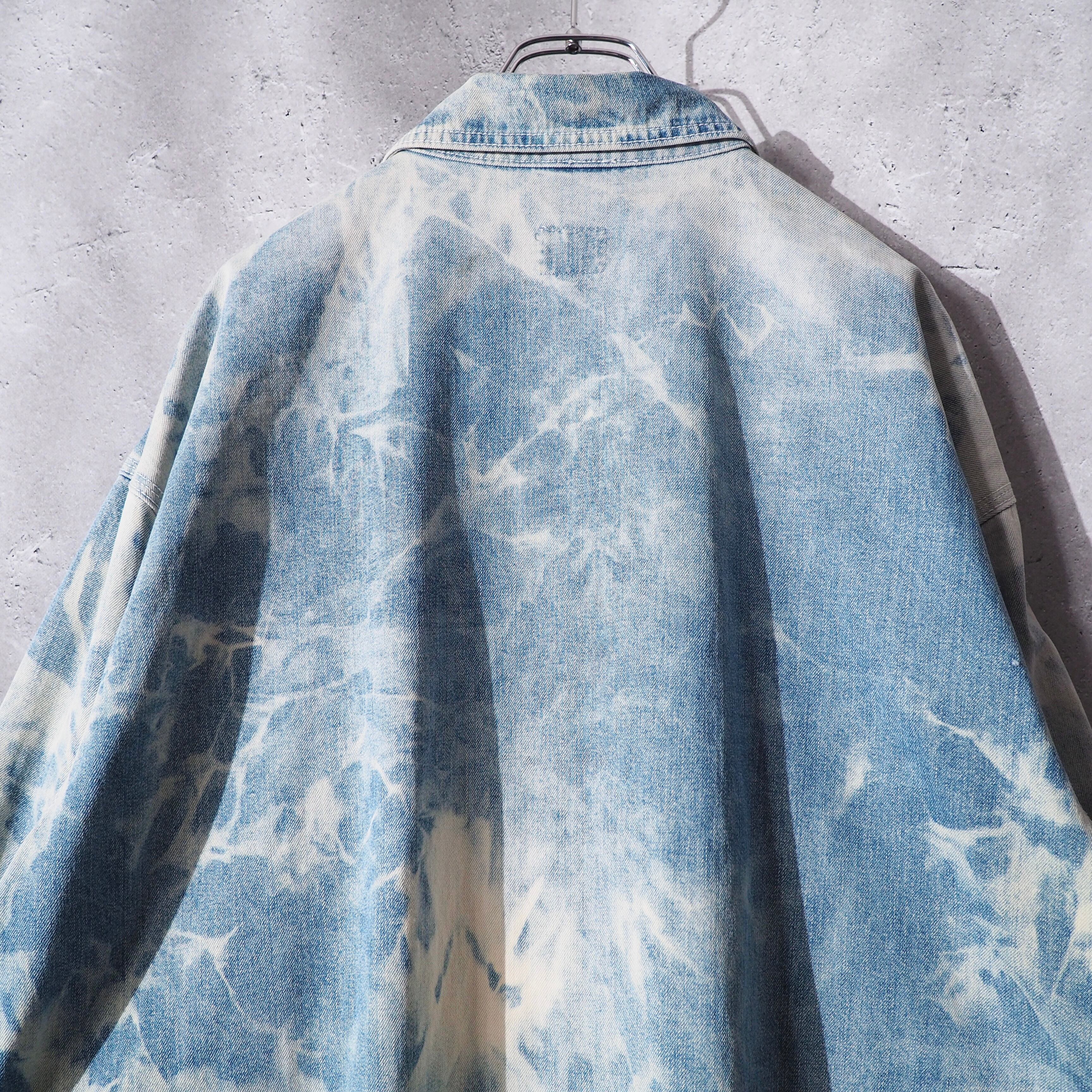 1990s " 白雷 " Bleach dyed vintage loose Denim jacket