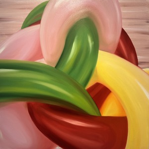 WAKANA “Neighboring Balloon - Metallic Green & Pastel Pink”