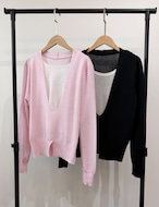 【新作5%OFF・3日間】Deep-Vneck Layered Knit_2colors