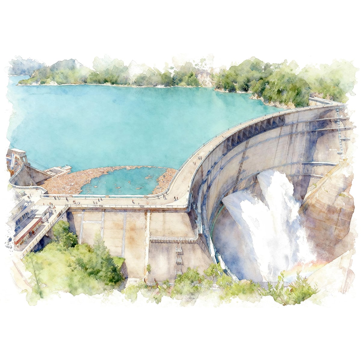 絵画 風景画 日本 富山県 黒部ダム インテリアアート額付き 水彩画風