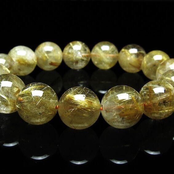 ルチルクォーツ ブレスレット 14mm タイチンルチルクォーツ タイチンルチル 一点物 メール便可 [M便 1/10] 111-49084