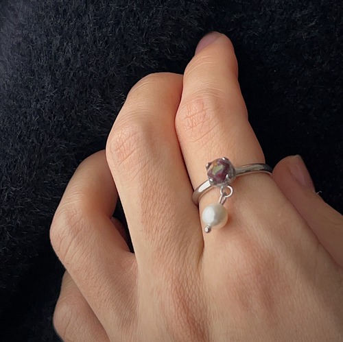 Flower Pearl Ring Silver
