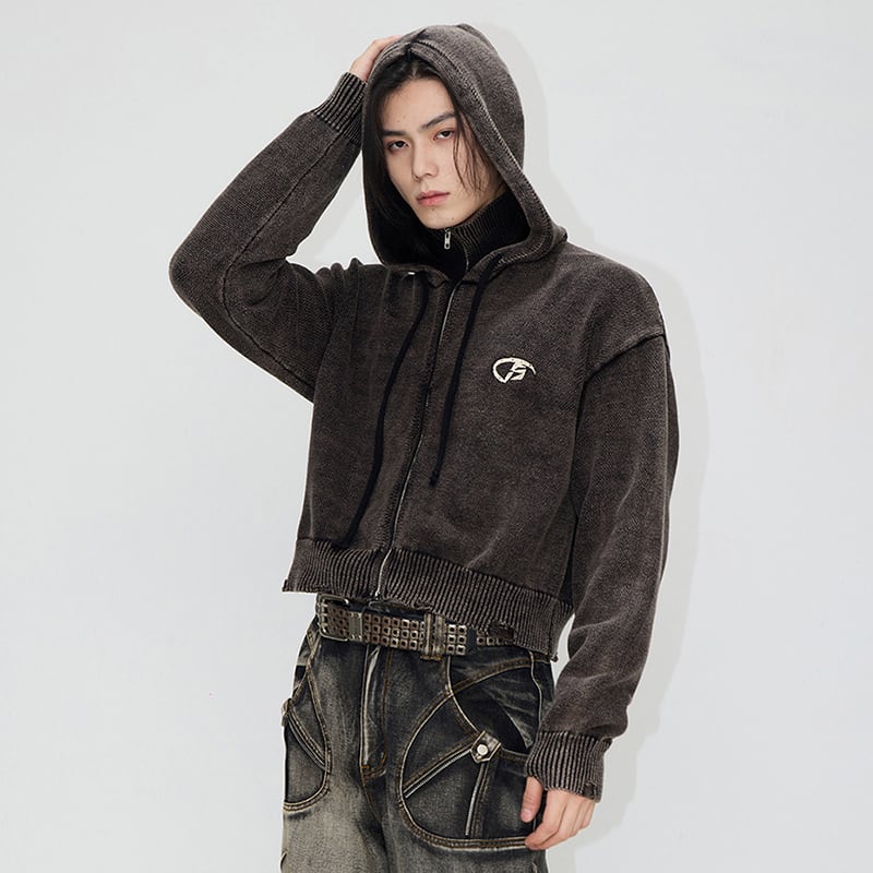 PEOPLESTYLEダメージ加工ウォッシュドニットパーカー | mblueshop PEOPLESTYLEダメージ加工ウォッシュドニットパーカー | mblueshop