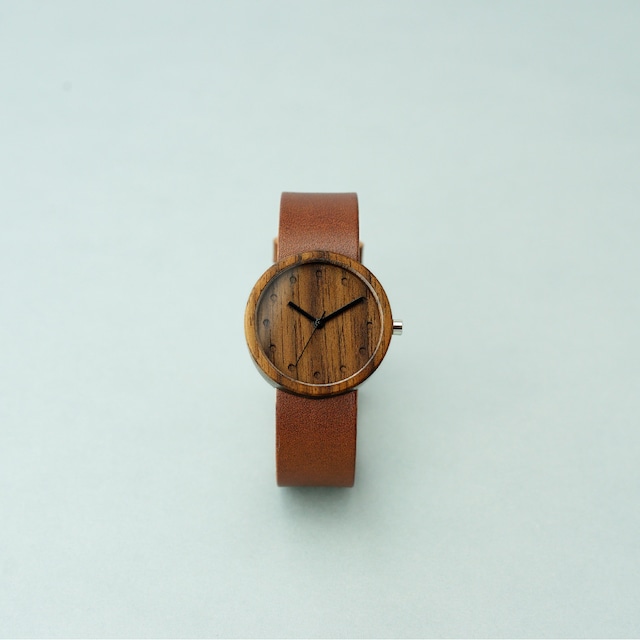 Walnut wood - Organic leather Dark Brown - M