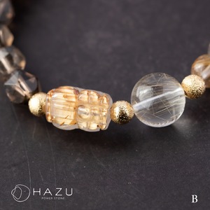 高ランク・パワフルな金銀＆ルチル貔貅［ゴールドタイチンルチル貔貅／ルチルクォーツ／シルバールチルクォーツ／スモーキークォーツ］