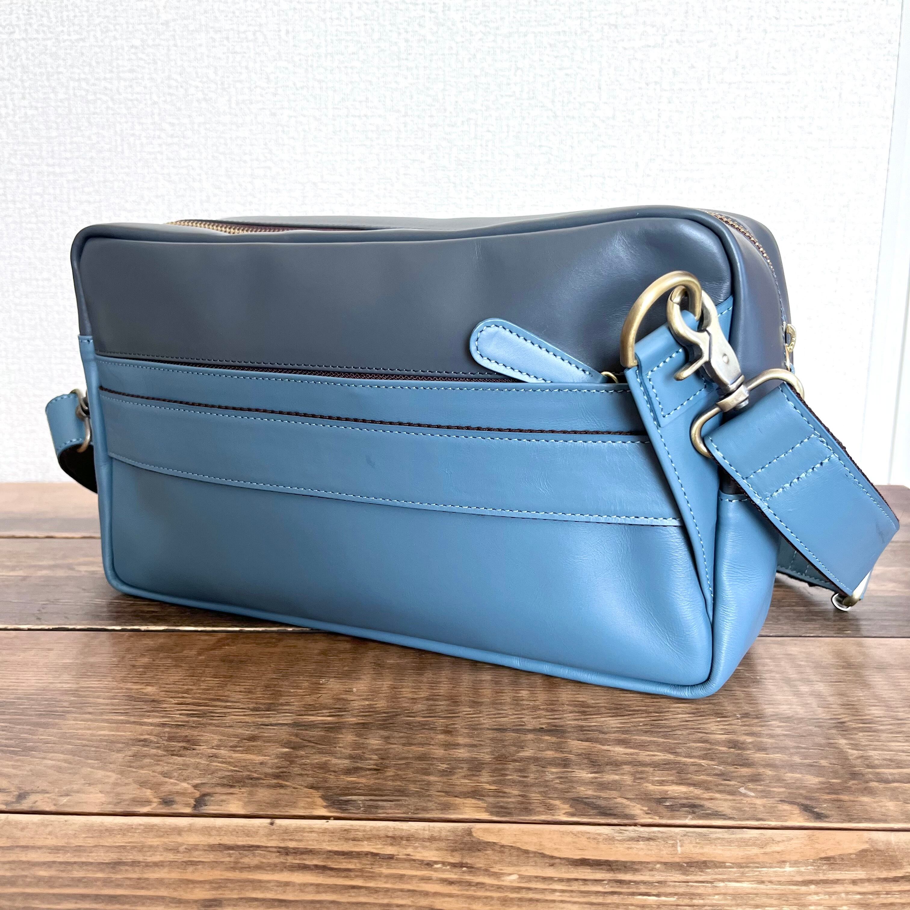 VivoBlue ボディバッグ ショルダーバッグ 【バイカラー】 革 本革