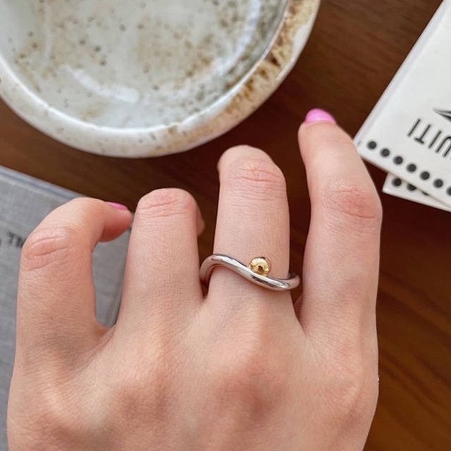 S925 gold ball ring (R169-2)