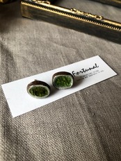 【信楽焼】陶器 深翠 ピアス イヤリング 伝統工芸 シンプル ノンホール 樹脂ピアス サージカルステンレス316L おしゃれ フォーマル おでかけ ＊秋冬コーデ＊深翠