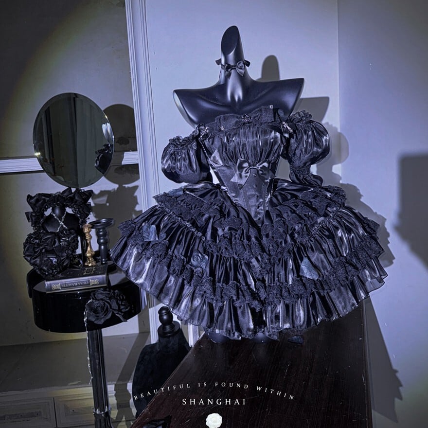 サブカル 服 地雷系 通販 ロリィタドレス ゴシック ブラック ロリィタドレス パーティドレス コンカフェ パーティ衣装 イベント