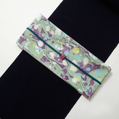 suminagashi リバーシブル半巾帯 ［裏葉色×パープル 　ドット×マーブル］