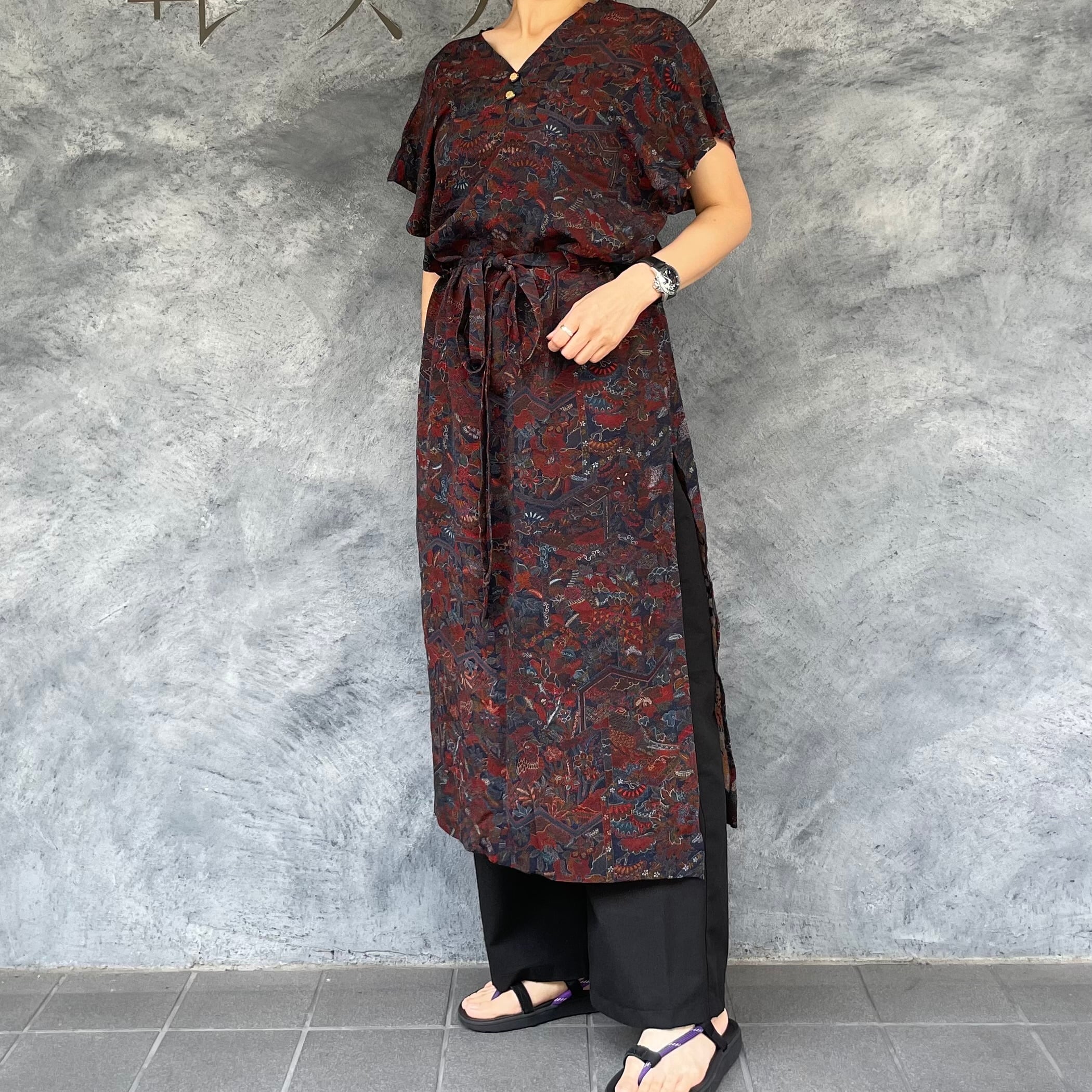 着物リメイク 深スリットワンピース - kimono high-slit dress