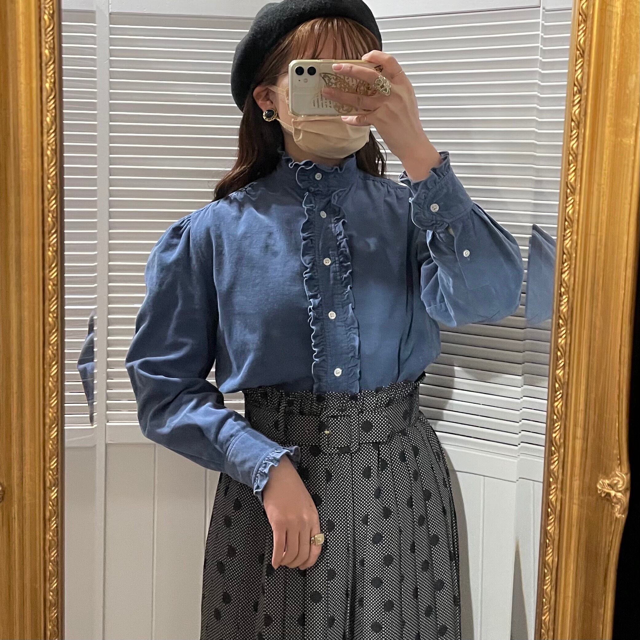 Ralph Lauren corduroy frill blouse〈レトロ古着 ラルフローレン