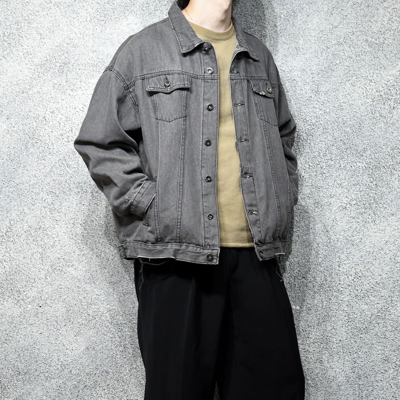 fade boro black denim jacket