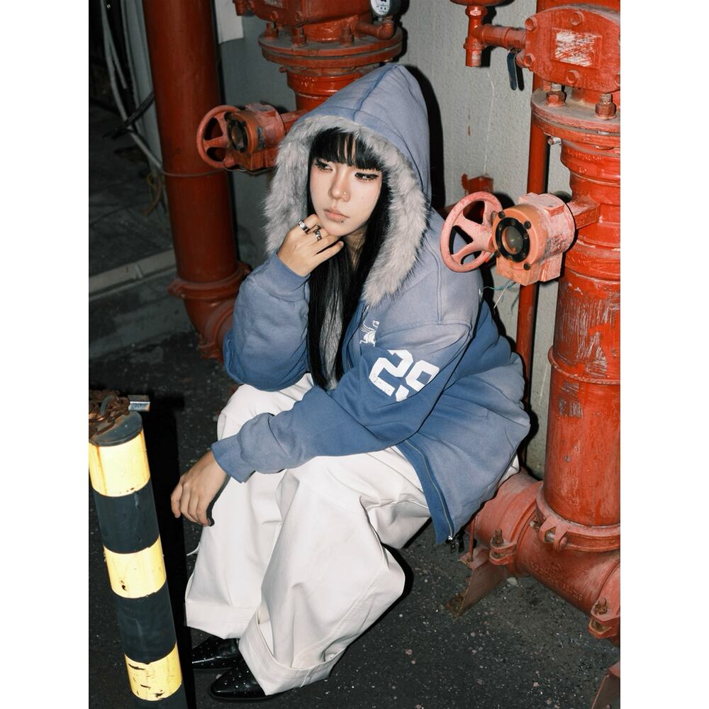 暖かさUP】ストリートKLICK CLAK刺繍ファー中綿ジャケット T1995 | wshot