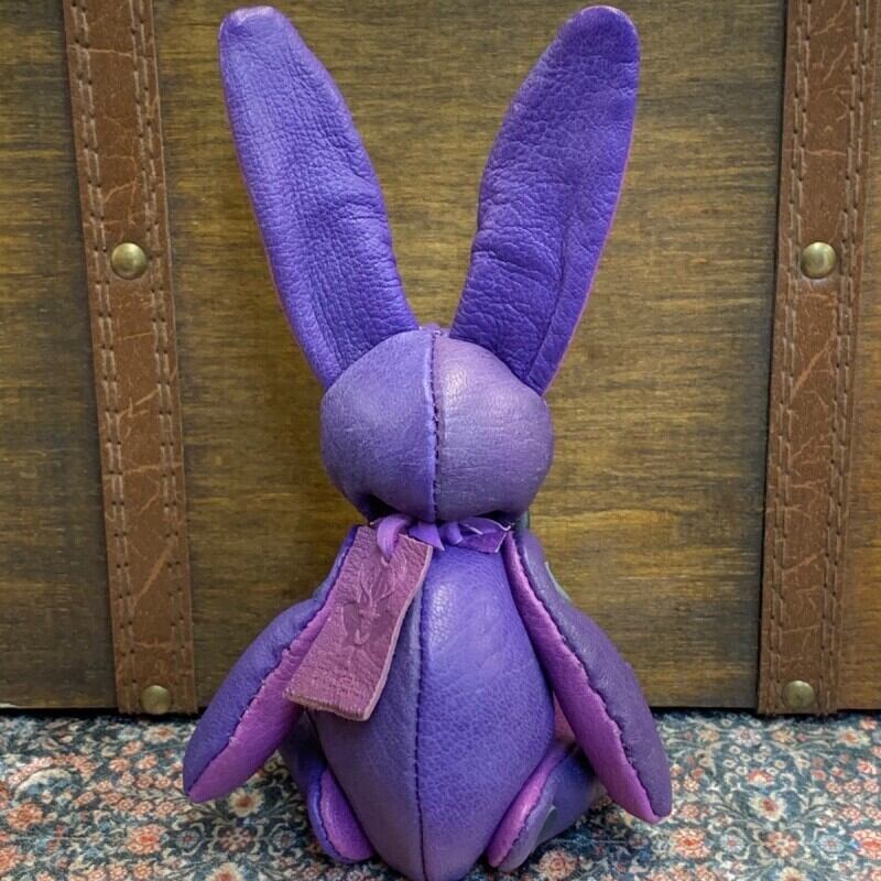 ジビエレザー鹿革ベルラビ★マイスターの手作り「ベルズラビット」パープルカラフル　写真の1点販売です