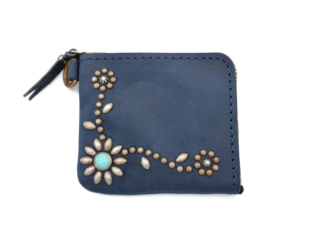 L ZIP  STUDS WALLET (TRIBAL FLOWER)