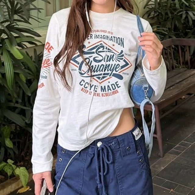 カレッジライクロゴグラフィックロングTシャツ 2col R02720
