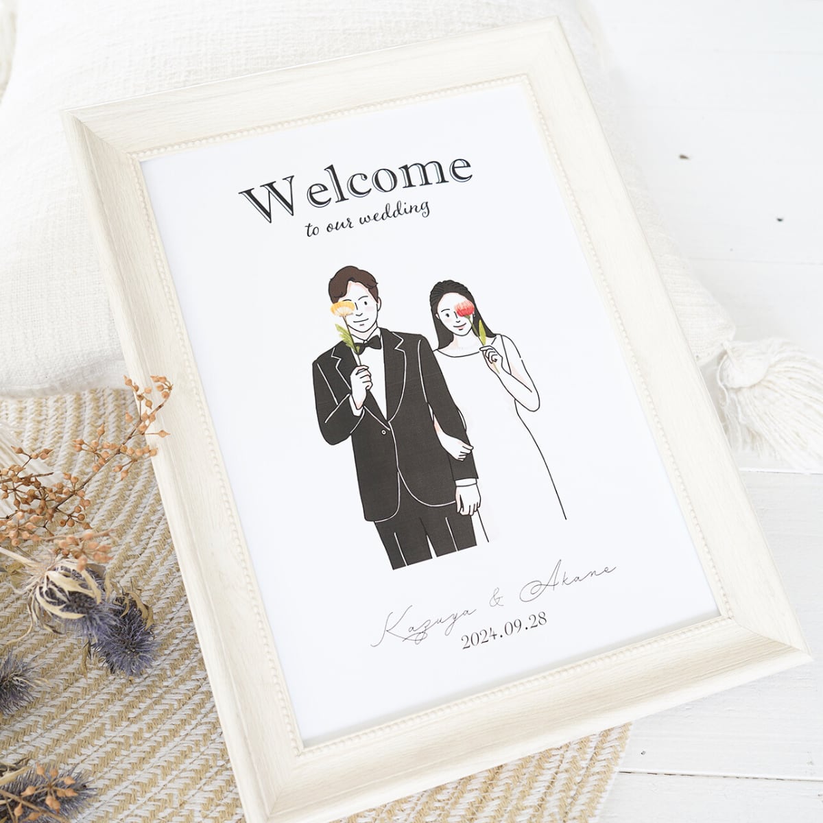 結婚ウェルカムボード 記念に、似顔絵プレゼントで感動のサプライズ 出産 米寿 結婚祝い 白寿 感謝 誕生日 似顔絵 受章 敬老の日 古希 両親 ウェルカムボード 似顔絵 結婚式 手作り ウェディングボード