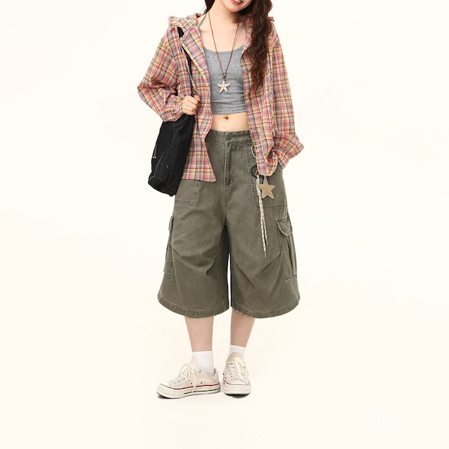 マルチチェックリラックスラインロングシャツ 1col R02438