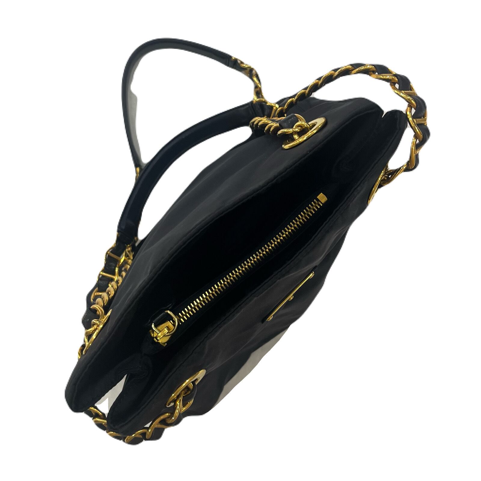 PRADA】2260 プラダ ナイロン チェーントートバッグ ブラック ゴールド