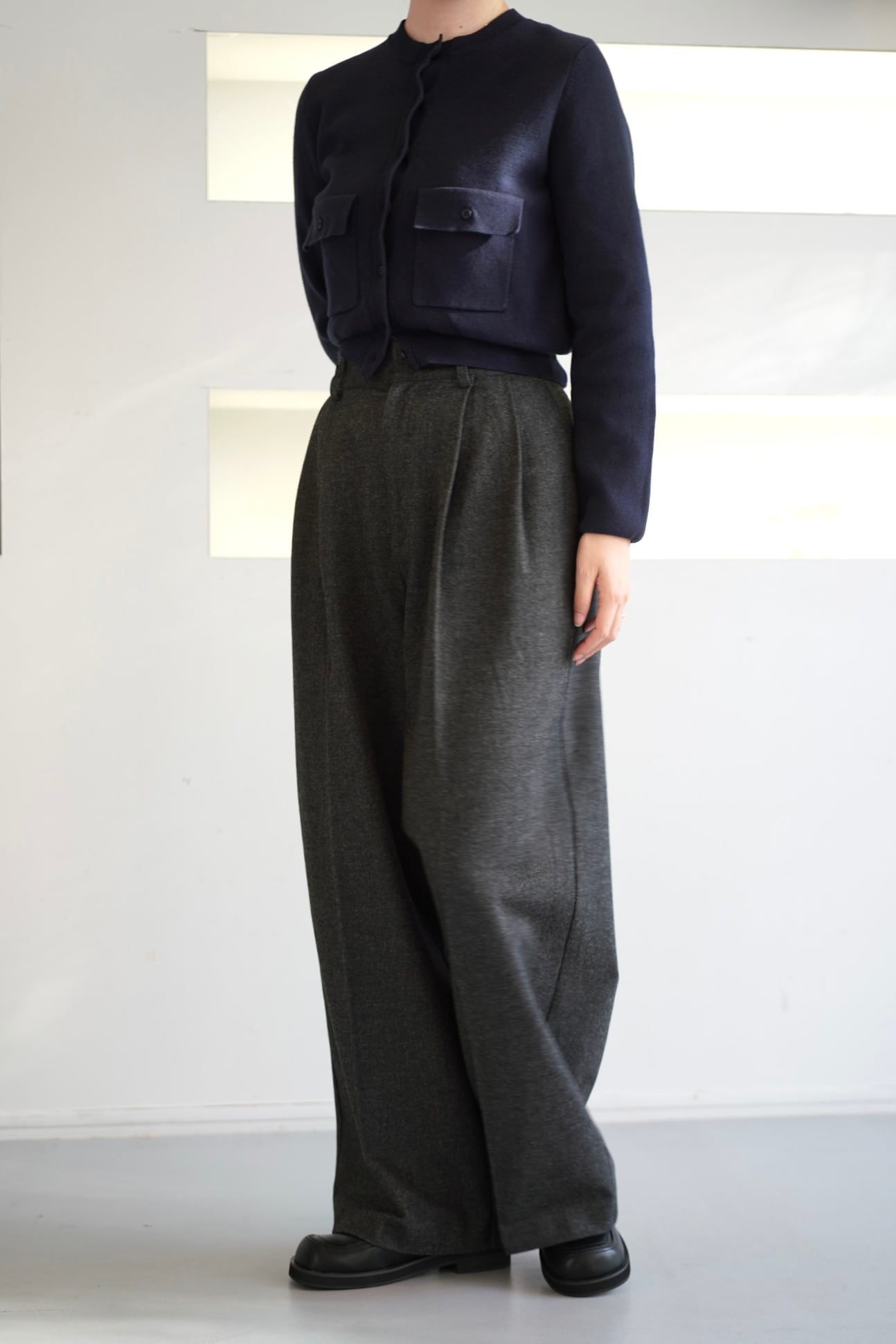 louren double tuck wide pants ダブルタックワイドパンツ Charcoal
