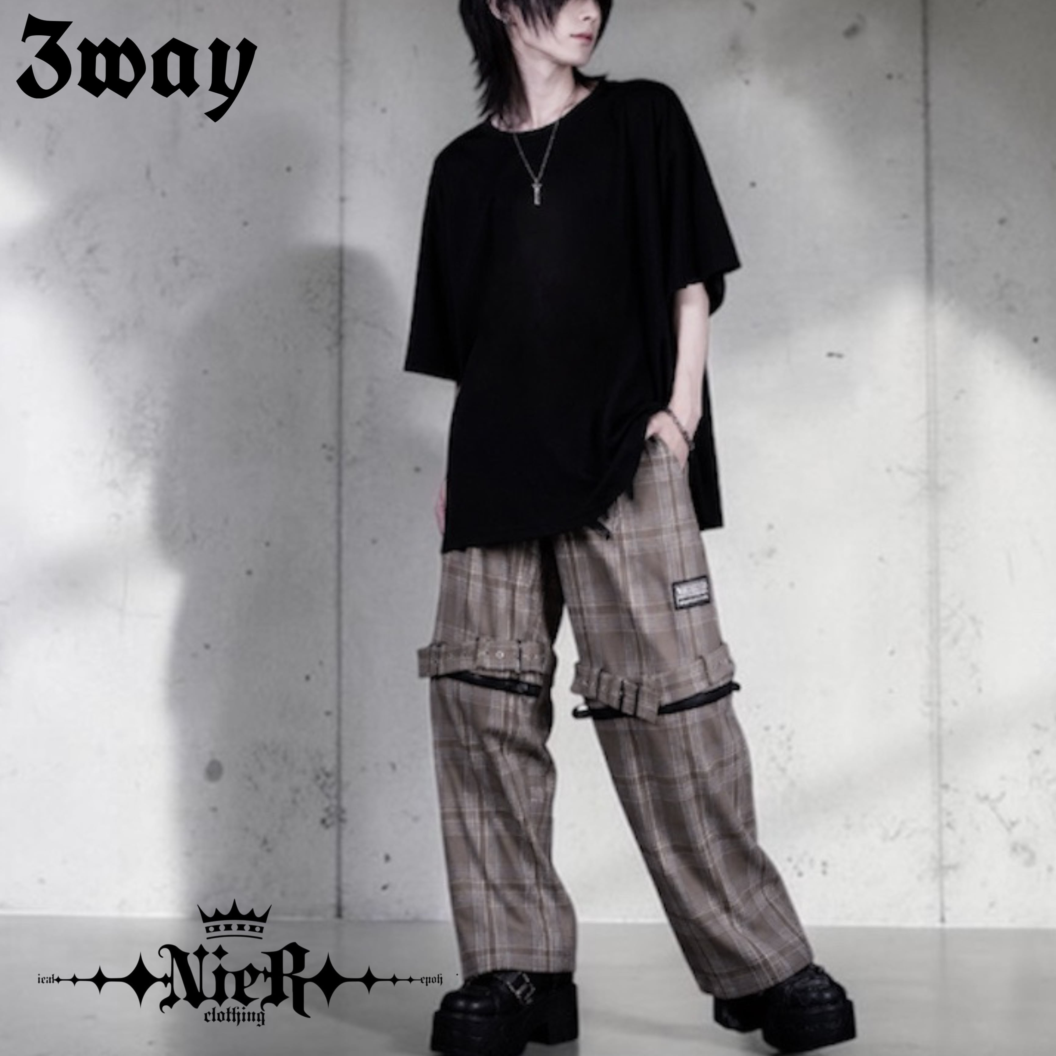 最終値下げ  NieR ZIP半袖、ZIP長袖、Tシャツ ワイドパンツ おまとめ SIDE ZIP SLIT BLACK WIDE PANTS【CHAIN HEART】 | NIER CLOTHING