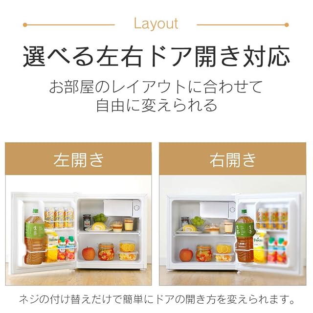 スピード発送】新生活 右開き 1ドア 直冷式 PRC-B051D-W 一人暮らし 幅