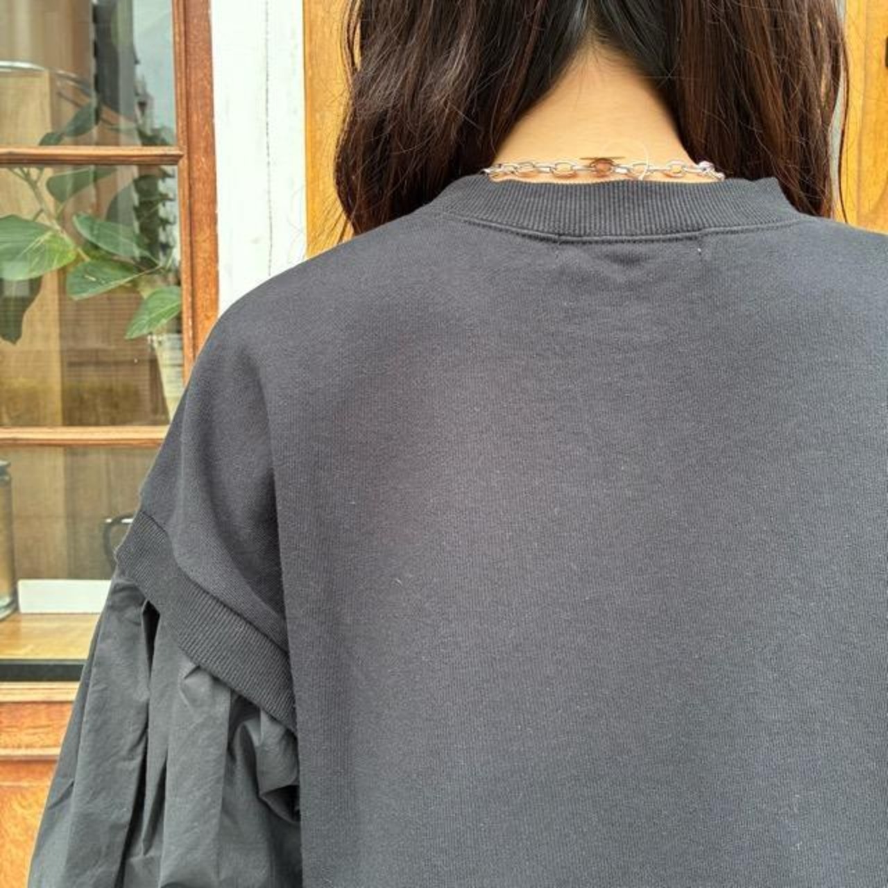 UNIVERSAL SEVEN Central Fleece Typewriter Combo Pullover, Black x Black, Classic Sweatshirt