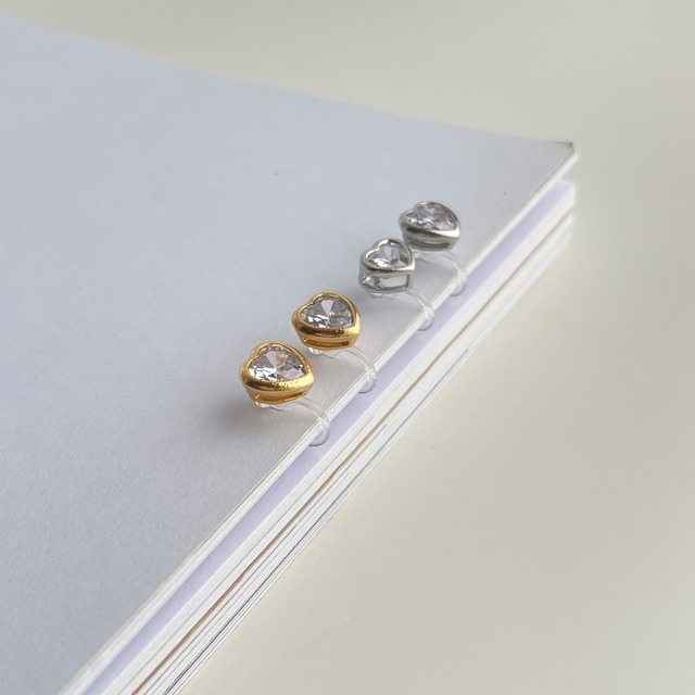 (即納) Fil. / Zirconia heart earring | 2color