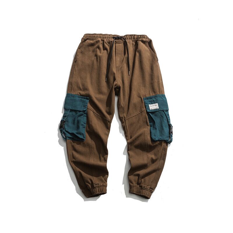 【新作】【送料無料】 Road、Vintage、Winter、ese Street、Contrasting Color、Pocket Pants、Trend、Retro、Loose、Men's DrawstringOveralls-アリババ レトロ ストリート ウィンター 冬物 ビンテージ hip6-161157606120840