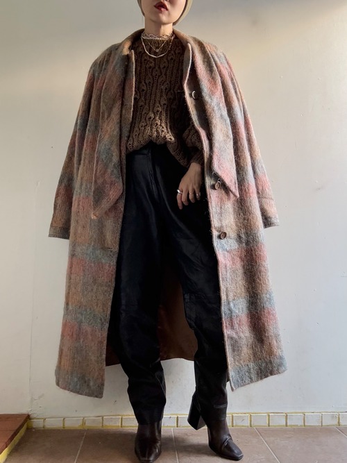 80-90s Vintage Evan Picone Plaid Mohair Coat