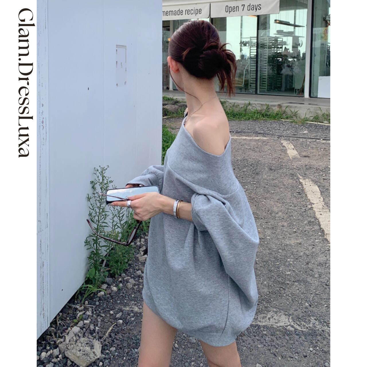 オフショルLoose Sweat Top/2color_T1546