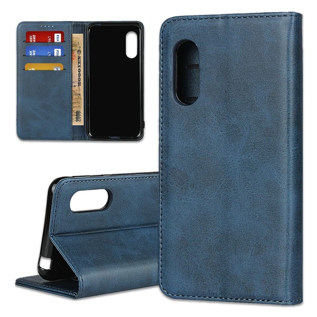 【iCoverCase】AQUOS Sense3 ケース 手帳型 SH-M12 SH-02M SHV45 sense3 basic 907SH SHV48 Sense3 lite SH-RM12 シャープ Android One S7 ワイモバイル 対応 内蔵マグネット 落ち着いた色 レトロ ネイビー スマホケース カバー