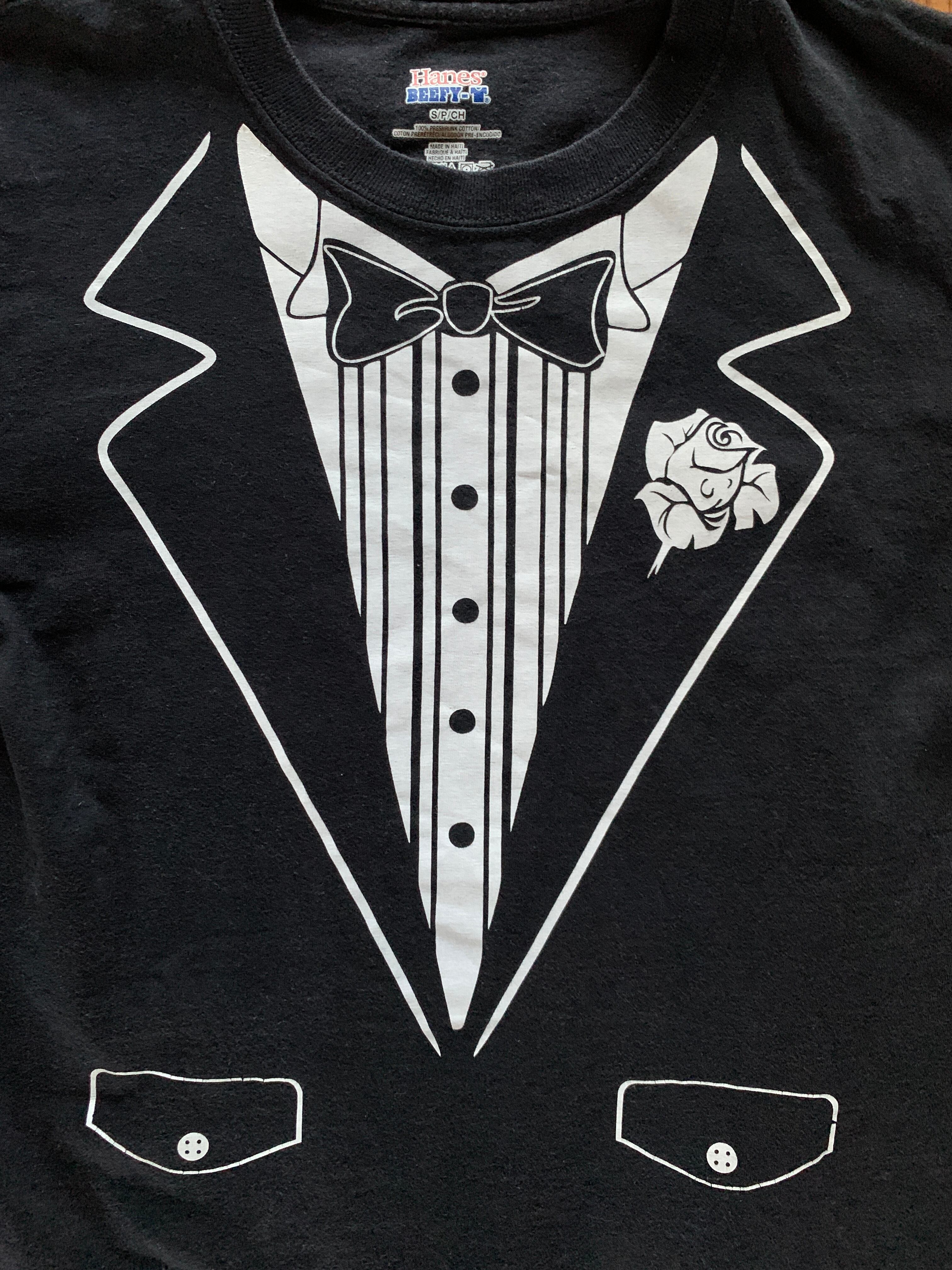 80's　Hane's　タキシード　だまし絵 Tシャツ　実寸(S-M)