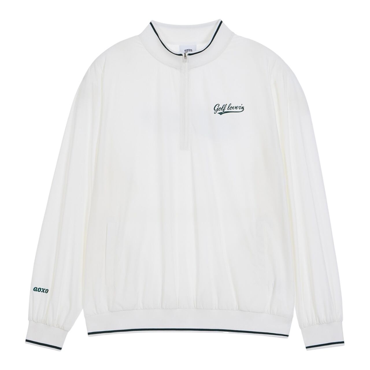 CPG GOLF ハーフジップ プルオーバー ホワイト サイズ2 GOXO ゴーエックスオー ゴルフラバー ウーブン ハーフジップアップ