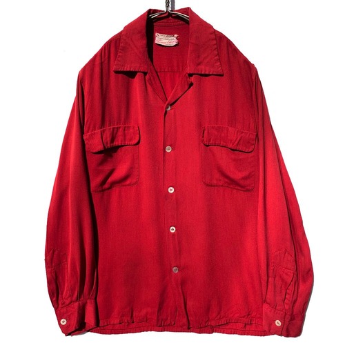 Vintage L / S Loop Color Rayon Gabardine Shirt [Thomas Shirt] [Early 1950s] Vintage Rayon Gabardine Shirts