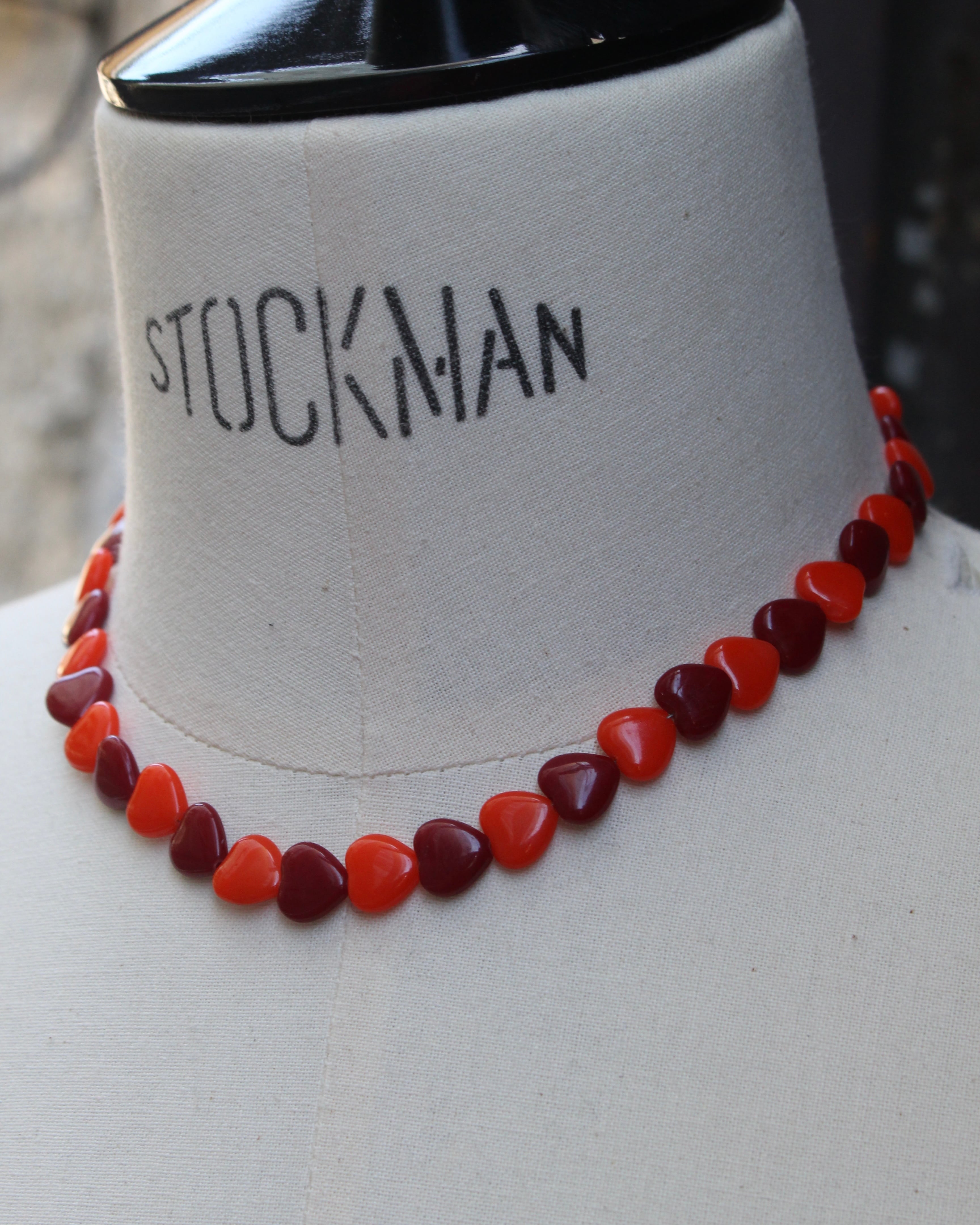 Daniel et lili 【60's vintage heart choker -wine×orange-】