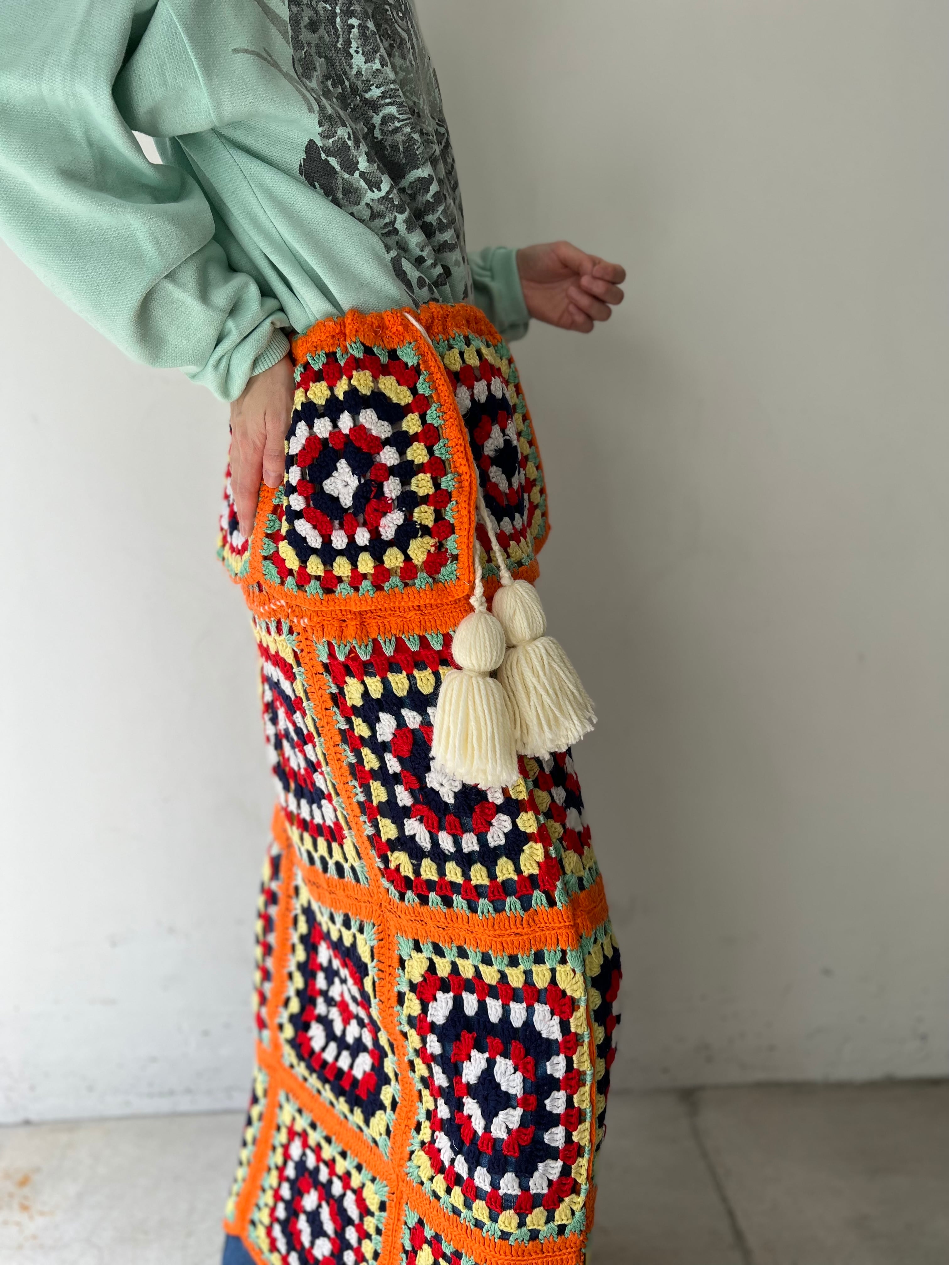 Vintage handmade granny square knit skirt ( ヴィンテージ