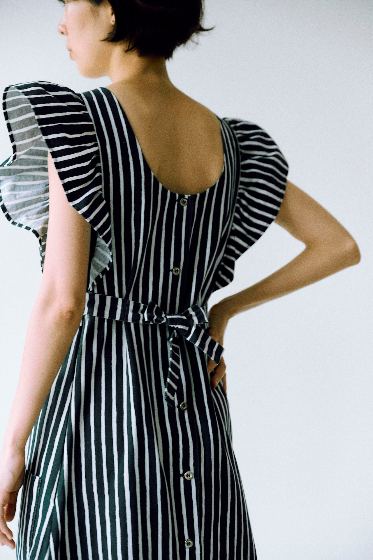 Marimekko Piccolo black×white apron dress (with pre-loved condition)