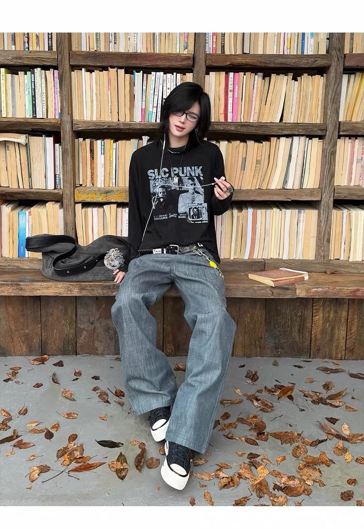 アシンメトリーボタンワイドデニム / ASYMMETRIC BUTTON WIDE DENIM