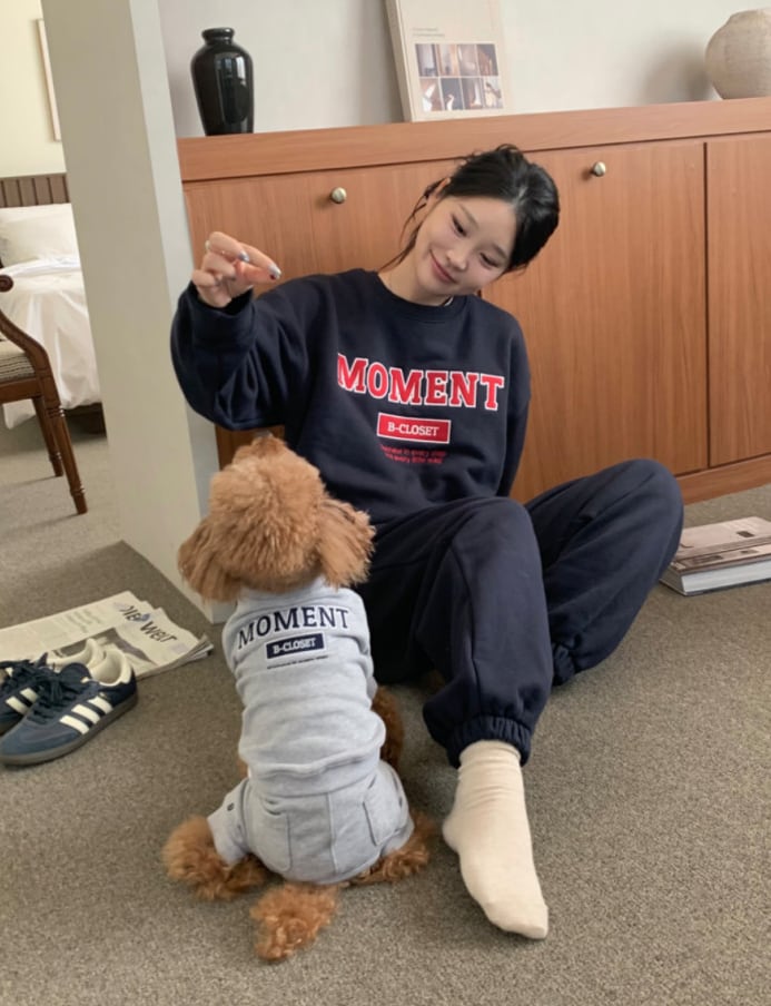 Dog/予約【B-CLOSET】Moment Sweatshirt & Pants Set  (2color)