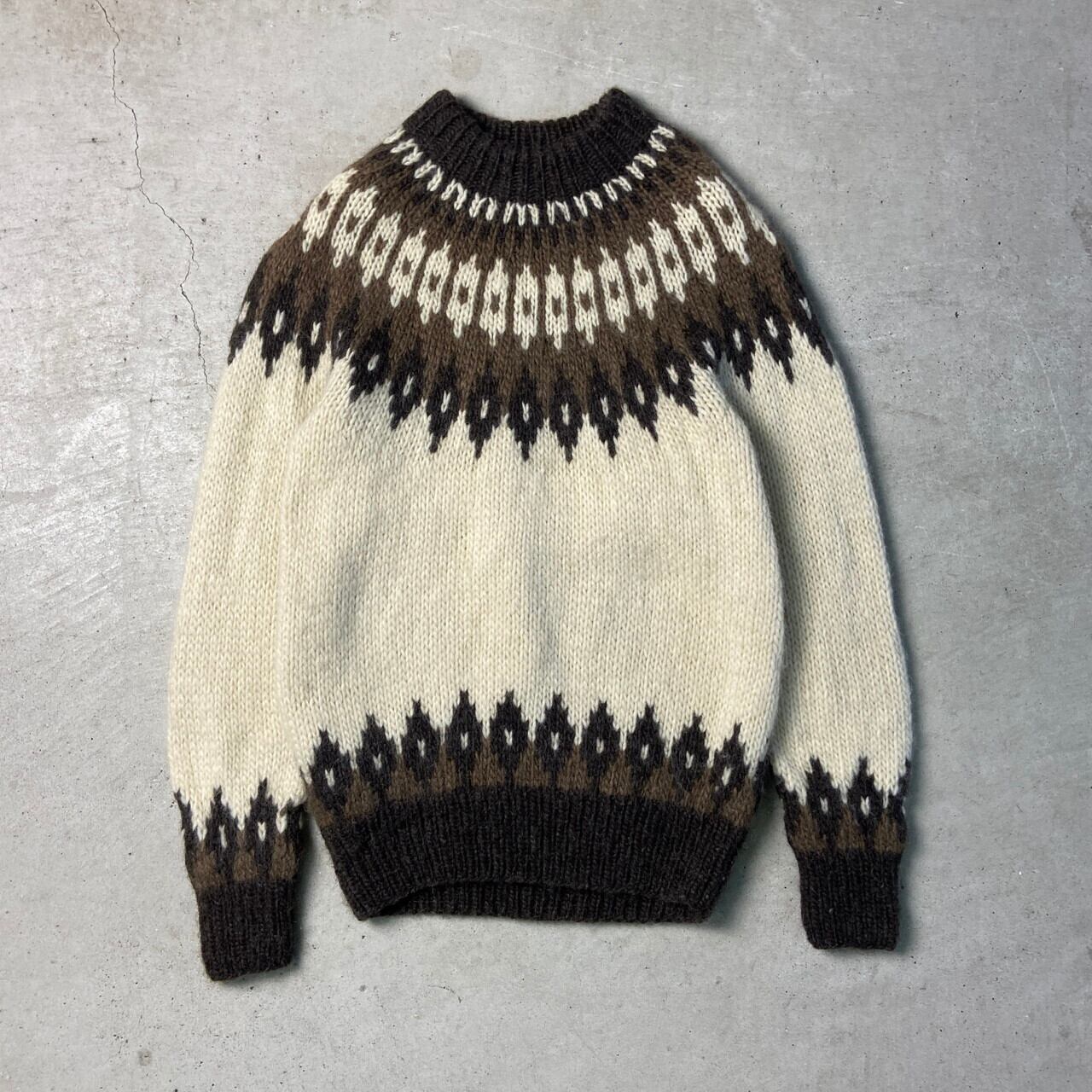 【ユニセックス】vintageビンテージノルディック柄ウールニットセーター