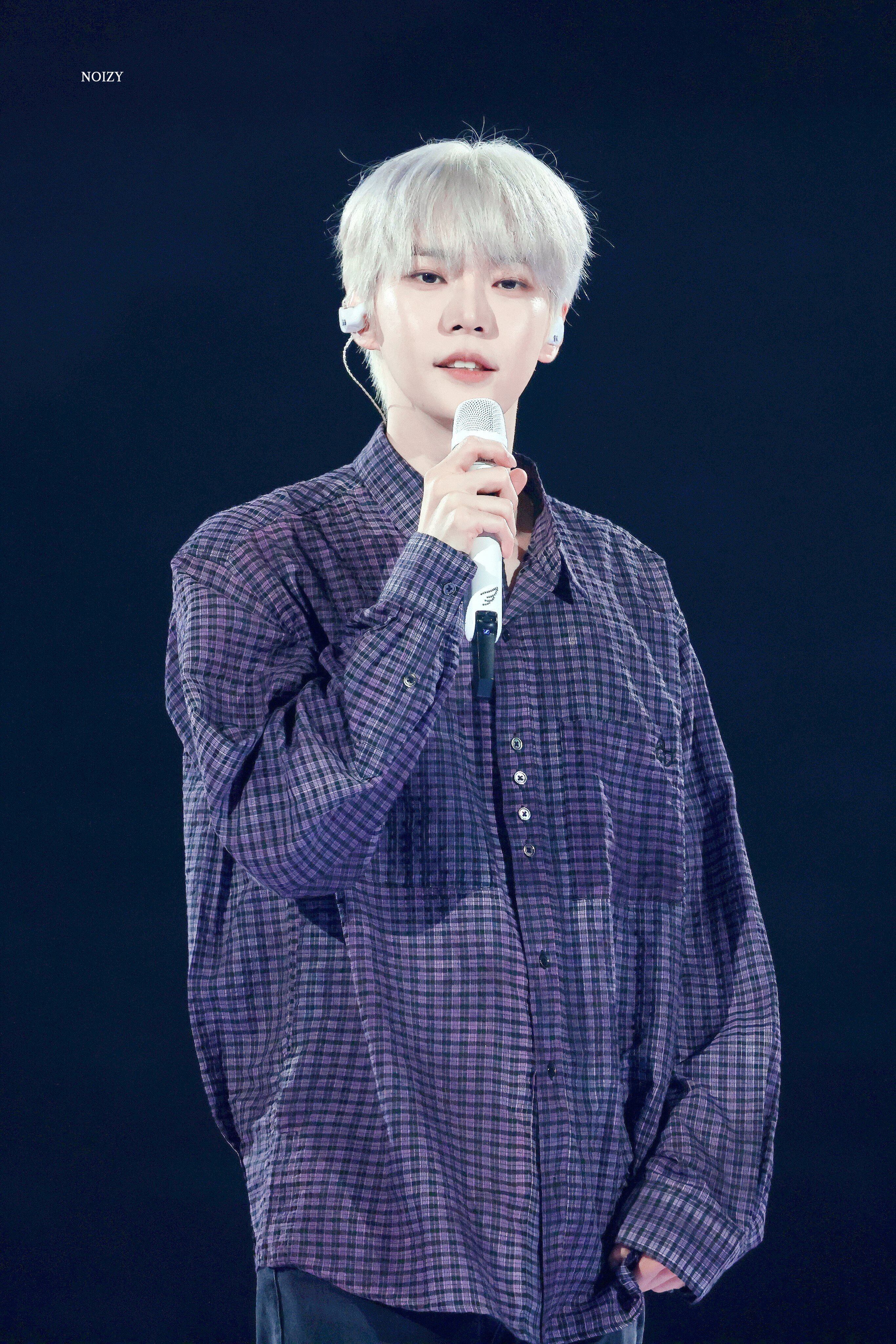 ☆NCT127 ドヨン 着用！！【NOMANUAL】OVERDYED CHECK SHIRT - PURPLE