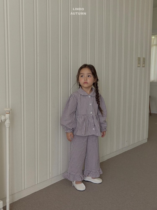【取寄】lindo|sweet check blouse|スウィートチェックブラウス|XS-XL|kids|26 autumn