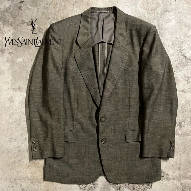 〖Yves Saint Laurent〗linen tailored jacket/イブサンローラン リネン テーラード ジャケット/msize/#0507/osaka
