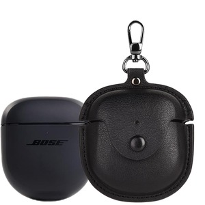 【在庫のみ】Bose QuietComfort Ultra Earbuds/Earbuds II 用 ケース Bose QuietComfort Ultra Earbuds ケース本革 PU革 Bose QuietComfort Earbuds II レザーケース カバー 落下防止 耐衝撃 LEDライト可視 持ち運びに便利(ブラック)