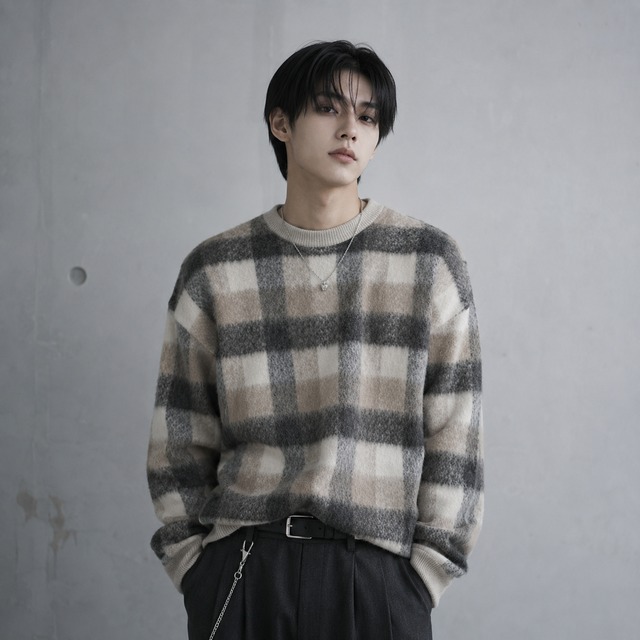 Checked pullover knit 0010
