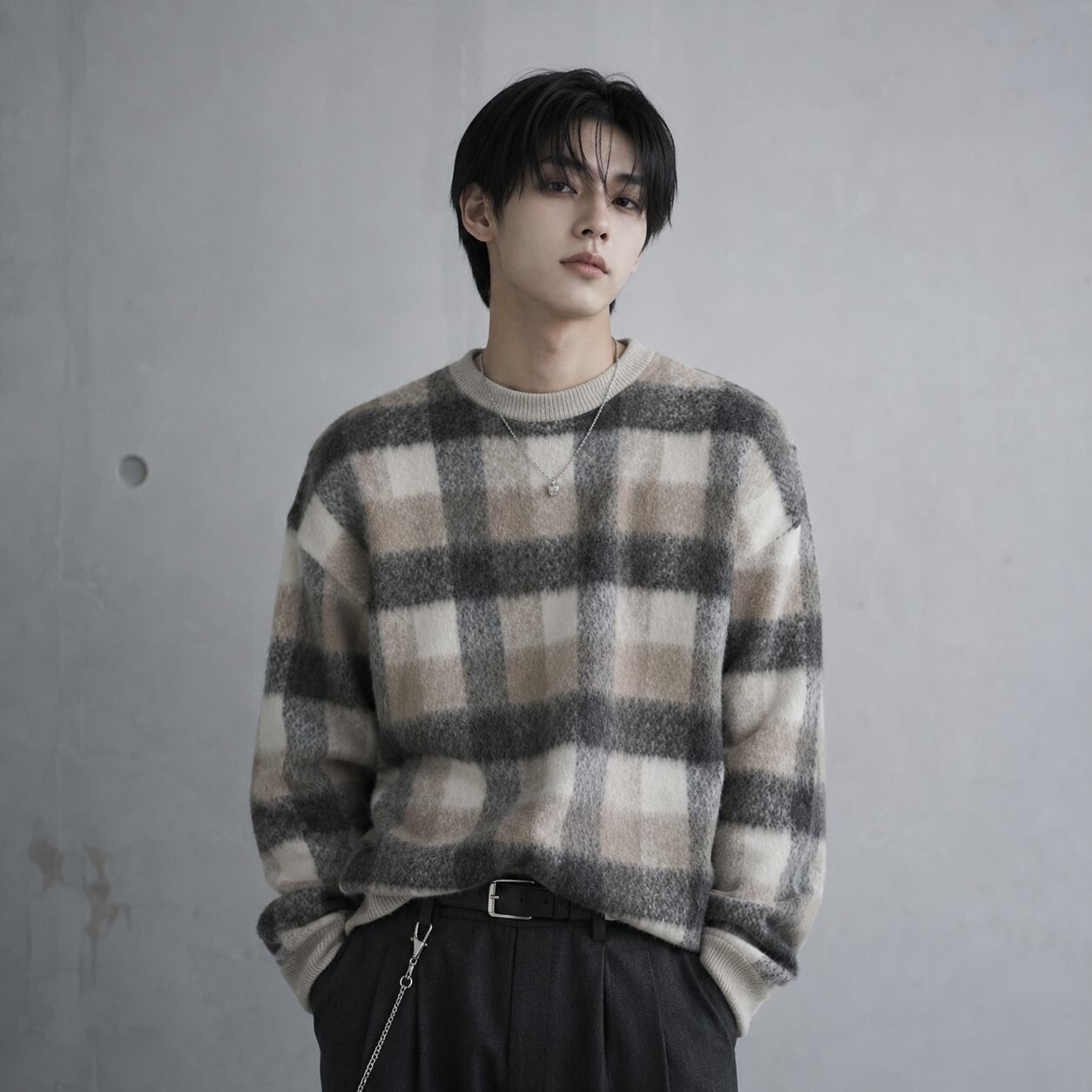 Checked pullover knit 0010